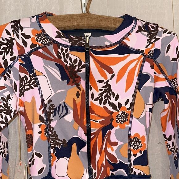 Anthropologie Maaji L Reversible Indigo Front Zip Long Sleeve Rashguard Swimsuit - Picture 11 of 17